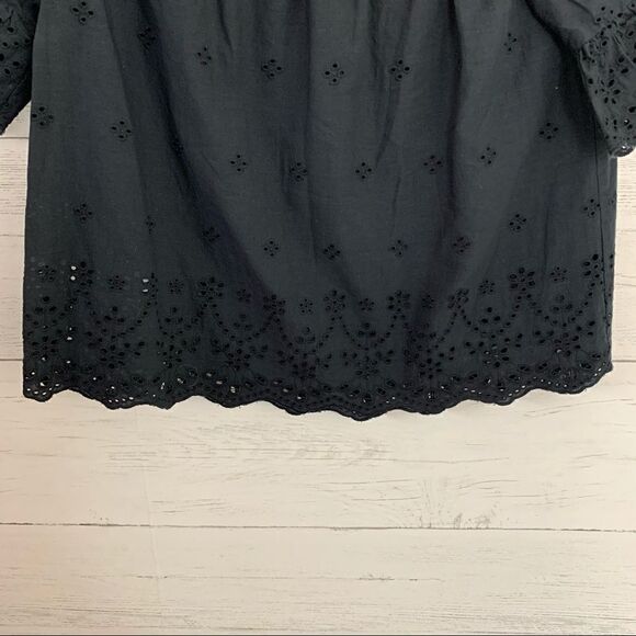 Madewell Off the Shoulder Eyelet Lace Top Black XXS - Picture 8 of 11